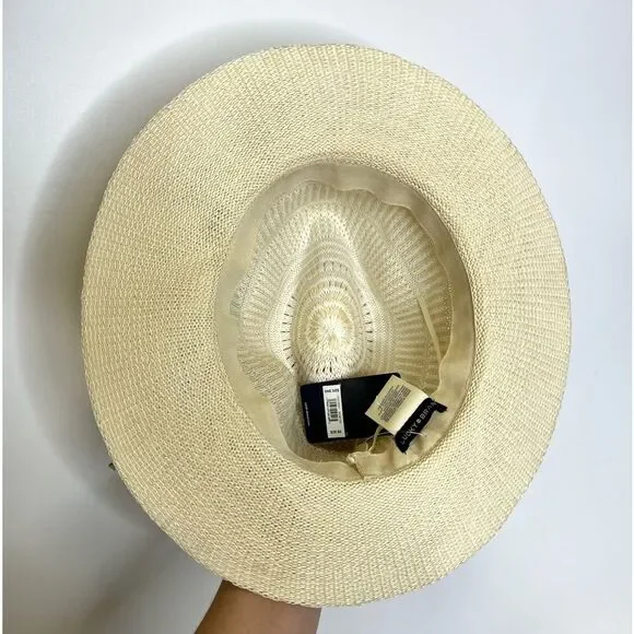 NEW Lucky Brand Stripe Woven Knit Hat Cream One Size - Picture 8 of 12